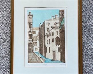 Venice

L. Rothenberg 

Signed Lithograph; Edition 96/150

19" x 15.5" (framed)

The Story: 
Bought at Leeward Light in 2010—because it is Venice and captures the beautiful colors.