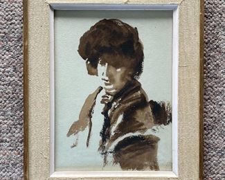 A Portrait

William Thomson

Signed Watercolor 

15" x 12" (framed)

The Story: 
This watercolor by the artist William Thompson is rumored to be of Bob Dylan. The portrait itself is in fine condition, but the matte and frame need TLC. Additional details are on the back of this framed work. 