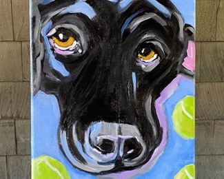 Lab

Beth Cennami 

Signed; Acrylic 

16" x 12"

The Story:
I began painting in acrylic over a year ago. My main goal is to have fun, which is why I paint dogs. 

Lab was inspired by my mom's dog Emma, who always has as many tennis balls near her as possible in case someone wants to play catch.