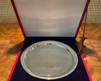 Cartier pewter serving tray in original storage case