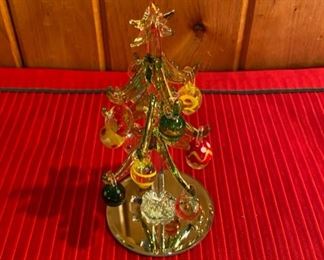 Small hand blown glass Christmas tree with individual glass “ornaments”