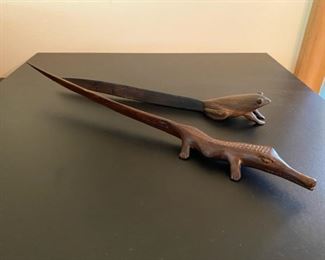 1960’s carved fruitwood animal letter openers