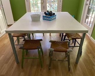 Square craft table and stools 