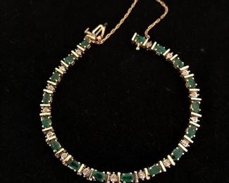 Columbian Emeralds and Diamonds Tennis Bracelet