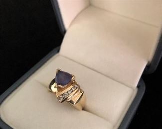 Tanzanite ring, diamonds, 14k