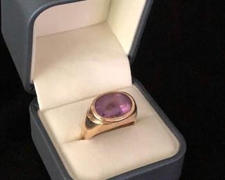 Men's Amethyst  Ring 14k