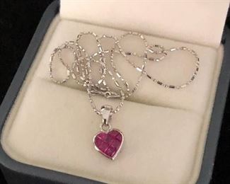 18k white gold, rubies, necklace by Levian designer