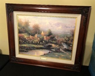 Lamplight Village by Thomas Kinkade. s/n 3957/4950.18x24 Lithograph on Canvas
