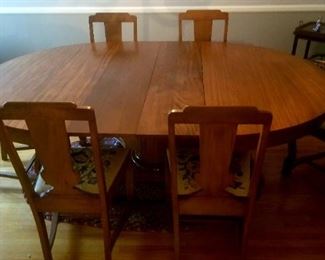 Large 60" round dining table with 6 chairs