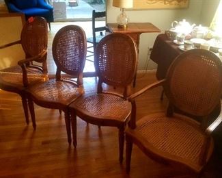 4 French vintage wicker chairs