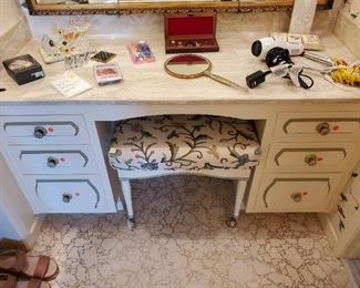 Upholstered Vanity Bench by "White"