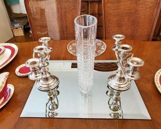 Silver Candles & Crystal Tall Vase