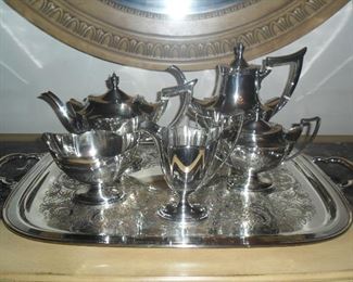 Gorham Sterling Silver Tea Service "Plymouth" Tray is silver plate.