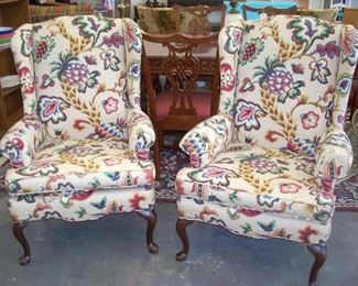 2 Fun Wing back chairs with Queen Ann legs