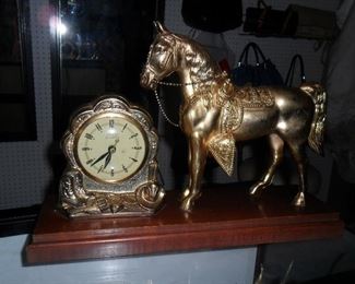 Brass working horse clock