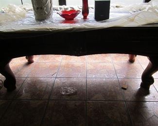 Pool table is in good condition except for slit in the felt which is pictured in the next frame