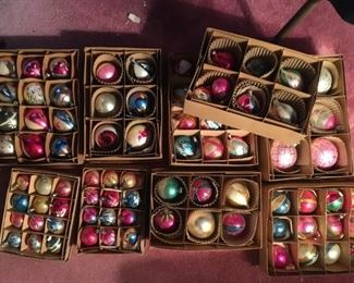 vintage glass ornaments in original boxes from Poland!