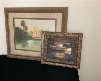 Canoe and Sailboat Paintings