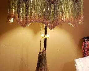 fringed velvet shade/marble/iron floor lamp