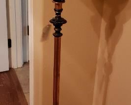 brass, glass shade floor lamp