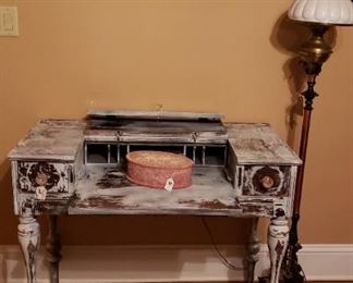 painted distressed writing desk, DINOUSAR PARADE framed print