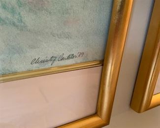 $200 PAIR CHRISTY CARLETON "SENTIMENTAL JANUARY" SIGNED LITHOGRAPH