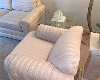 $70 LIGHT PINK STRIPED SIDE CHAIR
40”W x 35”D x 31”H