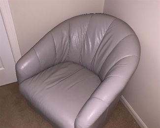 $45 VINTAGE GRAY LEATHER SWIVEL CHAIR- 2 AVAILABLE