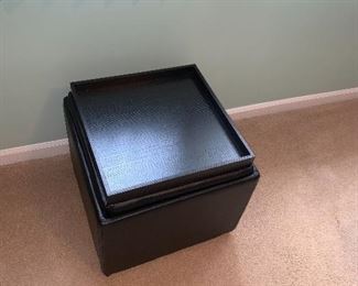 $25 BLACK OTTOMAN WITH TRAY