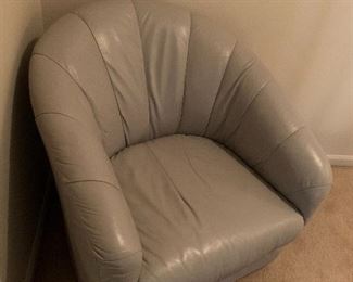 $45 VINTAGE GRAY LEATHER SWIVEL CHAIR- 2 AVAILABLE