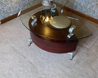 $55 MODERN GLASS TABLE AND MINI STOOL