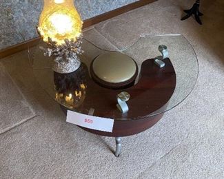$55 MODERN GLASS TABLE AND MINI STOOL