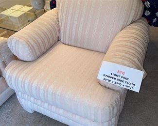 $70 LIGHT PINK STRIPED SIDE CHAIR
40”W x 35”D x 31”H