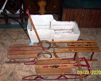 Several old sleds