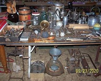 Kitchen collectibles, Dazey butter churn, churn parts, etc...