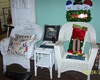 Wicker chairs and table