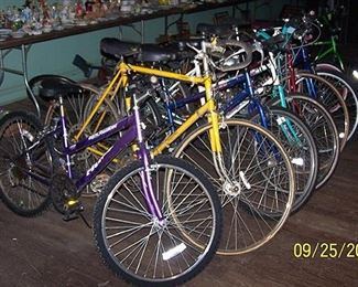 Bicycles priced from $10-$200.   Huffy, Schwinn, Trek, Campania, etc...