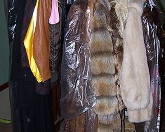 Assorted furs and older coats