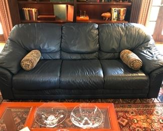 Navy leather Sofa and Loveseat from Natuzzi