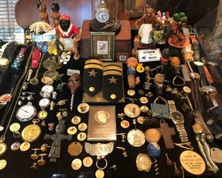 All the pretty things are up front with Lila and Linda.. an assortment of&nbsp;Sterling Frames to Costume Jewelry.. .925 Jewelry to 14k, 18k and 22k, Trio 18k Brooch, Concord 18k watch, Judith Leiber Combs, Tory Burch, Dolce and Gabbana, Henri Bendel, Velatti, Elaine Coyne, Estée Lauder decorative compacts, Matt Mitchell, Leslie Block and Elizabeth Showers, James Reid 925 belt, Lagos Caviar, David Yurman, Bent Knudsen, Native American Navajo storyteller KK bracelet, 970 sterling Tuka cuff bangle,&nbsp; Nikken, Elliot Chandler, Dulce, Lalique butterfly pendant, M & J Savitt, Women's Movado watch, Los Ballesteros Cuff bracelet, Zuni, Lupe Romero Taos ring, T. Foree, Vintage Squash blossom, Navajo Helen Chee necklace, W. Dodson Belt buckle, Omar Thompson, Emma Lincoln, Chili Rose, Glass Blue Bird of Happiness Lee Ward 1990, Cinnabar bangle bracelet,&nbsp;George Jensen Silver, Baccarrat, Daum, Escada belt, Ralph Lauren, Valentino scarf, Escada scarf, Halston scarf,&nbsp;Moschino, Ferragamo, Hermes, Escada, YS
