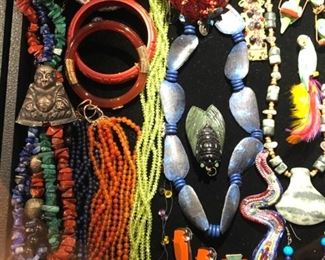 ** Security video surveillance systems are set up at each sale for our clients security and yours. Fine jewelry is removed from property until day of sale.**         All the pretty things are up front with Lila and Linda.. an assortment of&nbsp;Sterling Frames to Costume Jewelry.. .925 Jewelry to 14k, 18k and 22k, Trio 18k Brooch, Concord 18k watch, Judith Leiber Combs, Tory Burch, Dolce and Gabbana, Henri Bendel, Velatti, Elaine Coyne, Estée Lauder decorative compacts, Matt Mitchell, Leslie Block and Elizabeth Showers, James Reid 925 belt, Lagos Caviar, David Yurman, Bent Knudsen, Native American Navajo storyteller KK bracelet, 970 sterling Tuka cuff bangle,&nbsp; Nikken, Elliot Chandler, Dulce, Lalique butterfly pendant, M & J Savitt, Women's Movado watch, Los Ballesteros Cuff bracelet, Zuni, Lupe Romero Taos ring, T. Foree, Vintage Squash blossom, Navajo Helen Chee necklace, W. Dodson Belt buckle, Omar Thompson, Emma Lincoln, Chili Rose, Glass Blue Bird of Happiness Lee Ward 1990, Cinnabar ba