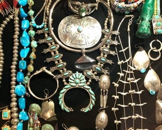 ** Security video surveillance systems are set up at each sale for our clients security and yours. Fine jewelry is removed from property until day of sale.**         All the pretty things are up front with Lila and Linda.. an assortment of&nbsp;Sterling Frames to Costume Jewelry.. .925 Jewelry to 14k, 18k and 22k, Trio 18k Brooch, Concord 18k watch, Judith Leiber Combs, Tory Burch, Dolce and Gabbana, Henri Bendel, Velatti, Elaine Coyne, Estée Lauder decorative compacts, Matt Mitchell, Leslie Block and Elizabeth Showers, James Reid 925 belt, Lagos Caviar, David Yurman, Bent Knudsen, Native American Navajo storyteller KK bracelet, 970 sterling Tuka cuff bangle,&nbsp; Nikken, Elliot Chandler, Dulce, Lalique butterfly pendant, M & J Savitt, Women's Movado watch, Los Ballesteros Cuff bracelet, Zuni, Lupe Romero Taos ring, T. Foree, Vintage Squash blossom, Navajo Helen Chee necklace, W. Dodson Belt buckle, Omar Thompson, Emma Lincoln, Chili Rose, Glass Blue Bird of Happiness Lee Ward 1990, Cinnabar ba