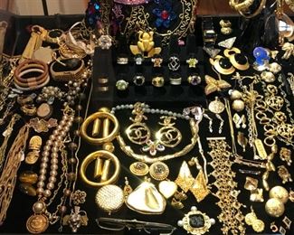 ** Security video surveillance systems are set up at each sale for our clients security and yours. Fine jewelry is removed from property until day of sale.**         All the pretty things are up front with Lila and Linda.. an assortment of&nbsp;Sterling Frames to Costume Jewelry.. .925 Jewelry to 14k, 18k and 22k, Trio 18k Brooch, Concord 18k watch, Judith Leiber Combs, Tory Burch, Dolce and Gabbana, Henri Bendel, Velatti, Elaine Coyne, Estée Lauder decorative compacts, Matt Mitchell, Leslie Block and Elizabeth Showers, James Reid 925 belt, Lagos Caviar, David Yurman, Bent Knudsen, Native American Navajo storyteller KK bracelet, 970 sterling Tuka cuff bangle,&nbsp; Nikken, Elliot Chandler, Dulce, Lalique butterfly pendant, M & J Savitt, Women's Movado watch, Los Ballesteros Cuff bracelet, Zuni, Lupe Romero Taos ring, T. Foree, Vintage Squash blossom, Navajo Helen Chee necklace, W. Dodson Belt buckle, Omar Thompson, Emma Lincoln, Chili Rose, Glass Blue Bird of Happiness Lee Ward 1990, Cinnabar ba