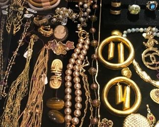 ** Security video surveillance systems are set up at each sale for our clients security and yours. Fine jewelry is removed from property until day of sale.**         All the pretty things are up front with Lila and Linda.. an assortment of&nbsp;Sterling Frames to Costume Jewelry.. .925 Jewelry to 14k, 18k and 22k, Trio 18k Brooch, Concord 18k watch, Judith Leiber Combs, Tory Burch, Dolce and Gabbana, Henri Bendel, Velatti, Elaine Coyne, Estée Lauder decorative compacts, Matt Mitchell, Leslie Block and Elizabeth Showers, James Reid 925 belt, Lagos Caviar, David Yurman, Bent Knudsen, Native American Navajo storyteller KK bracelet, 970 sterling Tuka cuff bangle,&nbsp; Nikken, Elliot Chandler, Dulce, Lalique butterfly pendant, M & J Savitt, Women's Movado watch, Los Ballesteros Cuff bracelet, Zuni, Lupe Romero Taos ring, T. Foree, Vintage Squash blossom, Navajo Helen Chee necklace, W. Dodson Belt buckle, Omar Thompson, Emma Lincoln, Chili Rose, Glass Blue Bird of Happiness Lee Ward 1990, Cinnabar ba