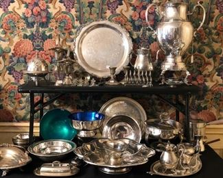TONS of Silver Plate.. Chafing Dishes, Pitchers, Casserole and Footed Dishes, Coffee Pots and more.. Sheffield, International Silver, Rogers Bothers and Community to name a few..