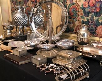 TONS of Silver Plate.. Chafing Dishes, Pitchers, Casserole and Footed Dishes, Coffee Pots and more.. Sheffield, International Silver, Rogers Bothers and Community to name a few..