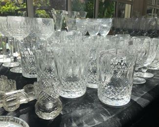 Some Cut Crystal to etched glass, Lalique, American Brilliant, Czech Crystal to Stuben and more.. Waterford Crystal glasses: Colleen, Marquis by Waterford, Tankard Mugs, Fluted Champagne Heart and others..