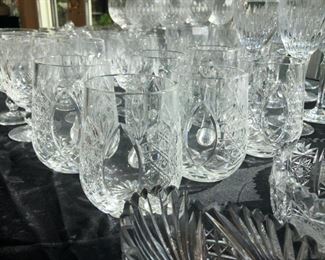 Some Cut Crystal to etched glass, Lalique, American Brilliant, Czech Crystal to Stuben and more.. Waterford Crystal glasses: Colleen, Marquis by Waterford, Tankard Mugs, Fluted Champagne Heart and others..