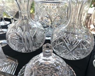 Some Cut Crystal to etched glass, Lalique, American Brilliant, Czech Crystal to Stuben and more.. Waterford Crystal glasses: Colleen, Marquis by Waterford, Tankard Mugs, Fluted Champagne Heart and others..