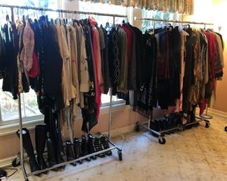 ~Women’s Clothing: An assortment of SPECTACULAR ladies clothing this week.. great names like Giorgio Armani, Escada, Max Mara, Neiman Marcus, Dana Buchman, Judy Hornby, Burberry, Chico’s, Casa Lopez, Ropa, Tahari, Gian Marco Marunti, Just Cavalli, Christian LaCroix, Emanuel, St John, Travilla, Ralph Lauren, Gap, Free People, Del Ann’s, Michael Stars, Oscar De La Renta, LaFayette 148, Jones New York and many more.. (size S/M).. shoes from Yves Saint Laurent, Jimmy Choo, Prada, Moda, Donald J Pliner, Via Spiga, Madden Girl, Fergalicious, Guess, Jessica Simpson, Anne Klein, Michael Kors, Stuart Weitzman, Kate Spade to Vans, Merrell, Sketchers, Asics and many, many others (size 9ish).. bags from Valentino, Gucci, Coach, Bottega Veneta, Vicenza, Mary Frances, Donald Pliner, Yellowstone Leather, Via Spega, Badgley Mischka, Erik Javits, Jessica Simpson, Hammitt, Furla, Lauren Merkin, Lauren Merkin, Prada, Tods, Cole Haan, Tahari, Judith Leiber, Stefan Bravo, Dr Yang, Prada, Brahmin, Carlos Fa